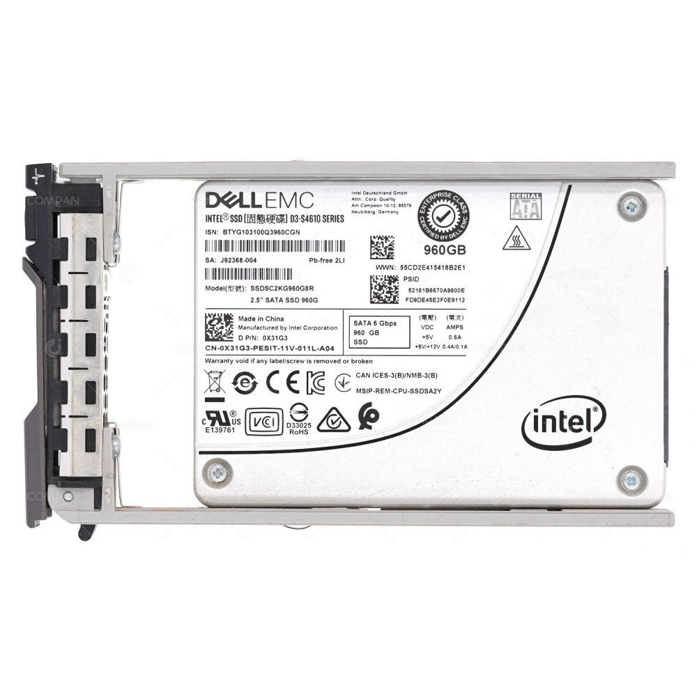 X31G3  DELL 960GB 6G SATA 2.5 SFF SSD